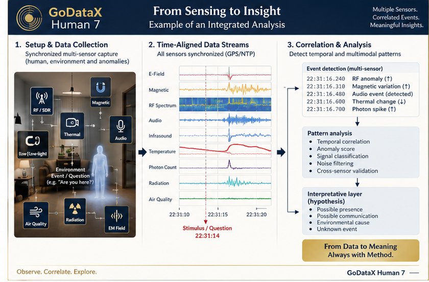 From Sensing to Insight: setup and data collection, time-aligned data streams, correlation and analysis, worked example around a stimulus at 22:31:14